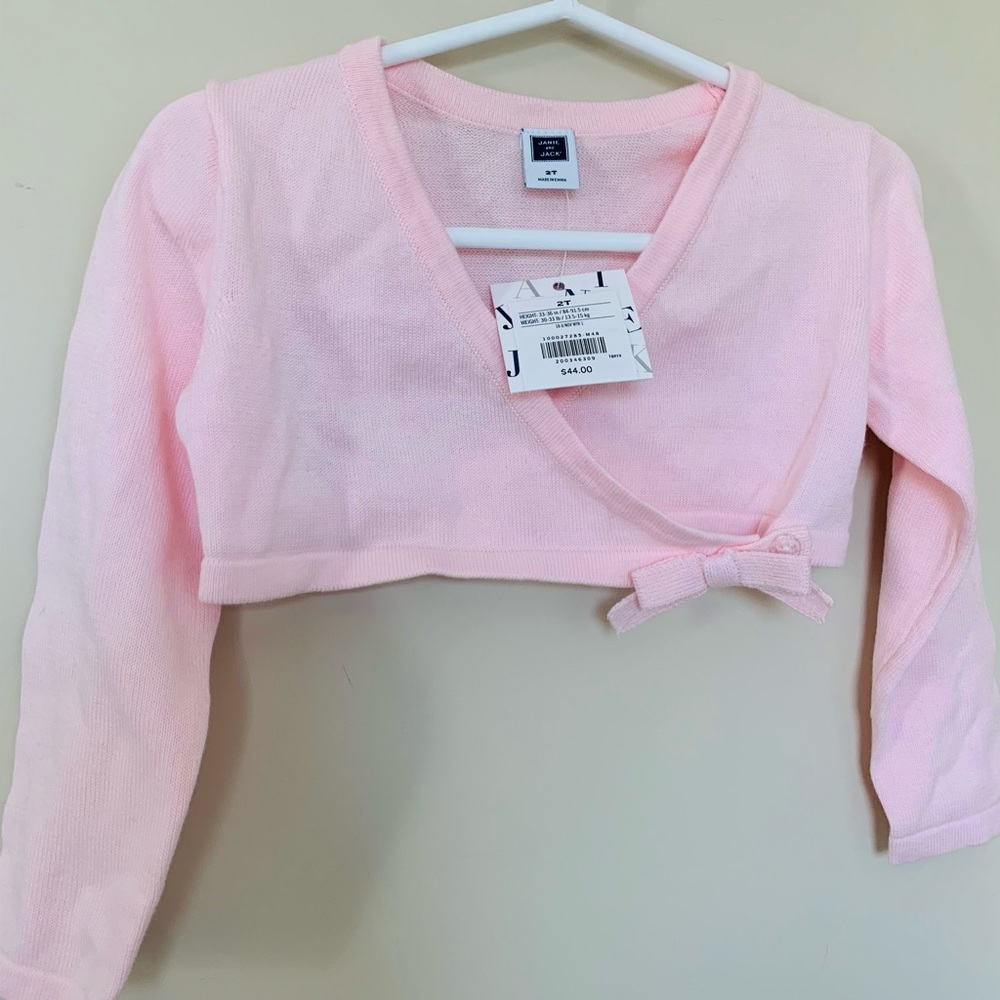 BNWT Janie and Jack pink cardigan shrug with bow